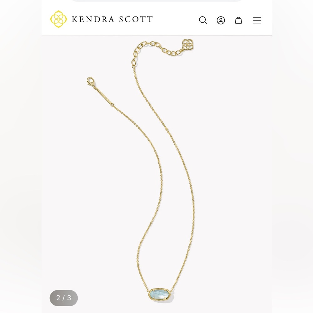 Kendra Scott Elisa Gold Pendant Necklace in Light Blue Illusion $70